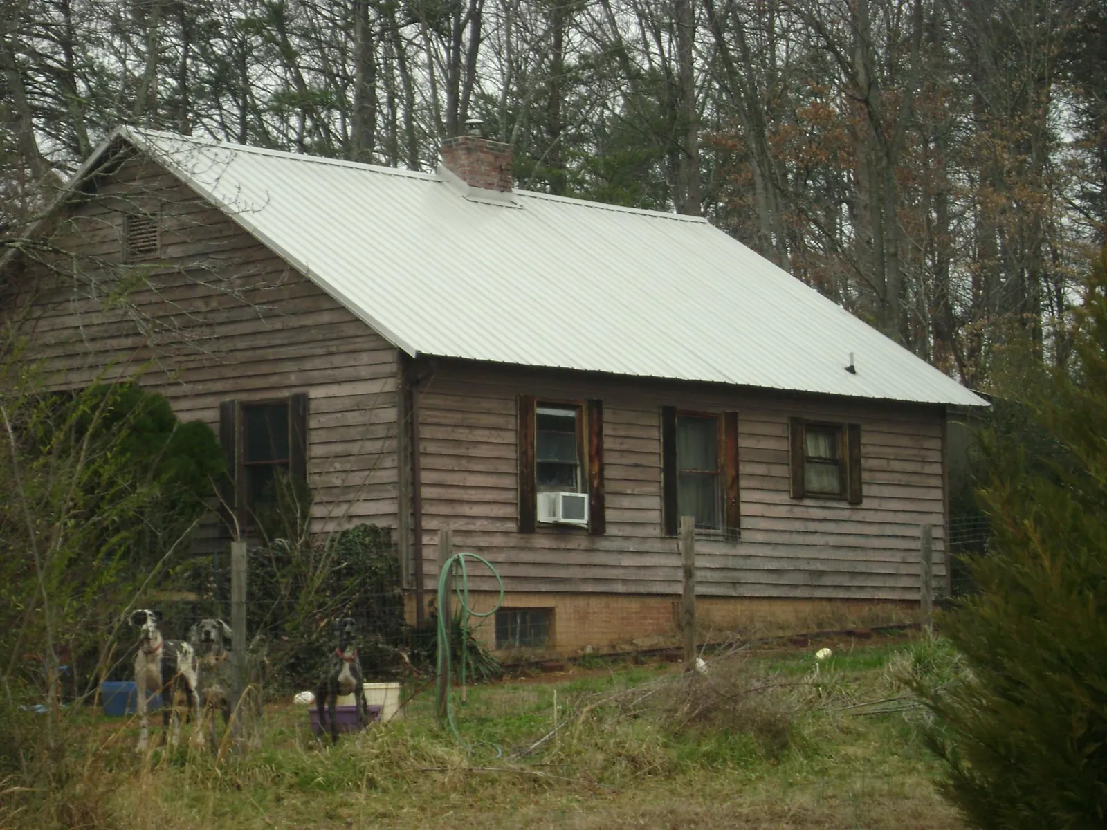 White metal roof on an old wood sided farmhouse, from a Metal Roof Installation job in Ross